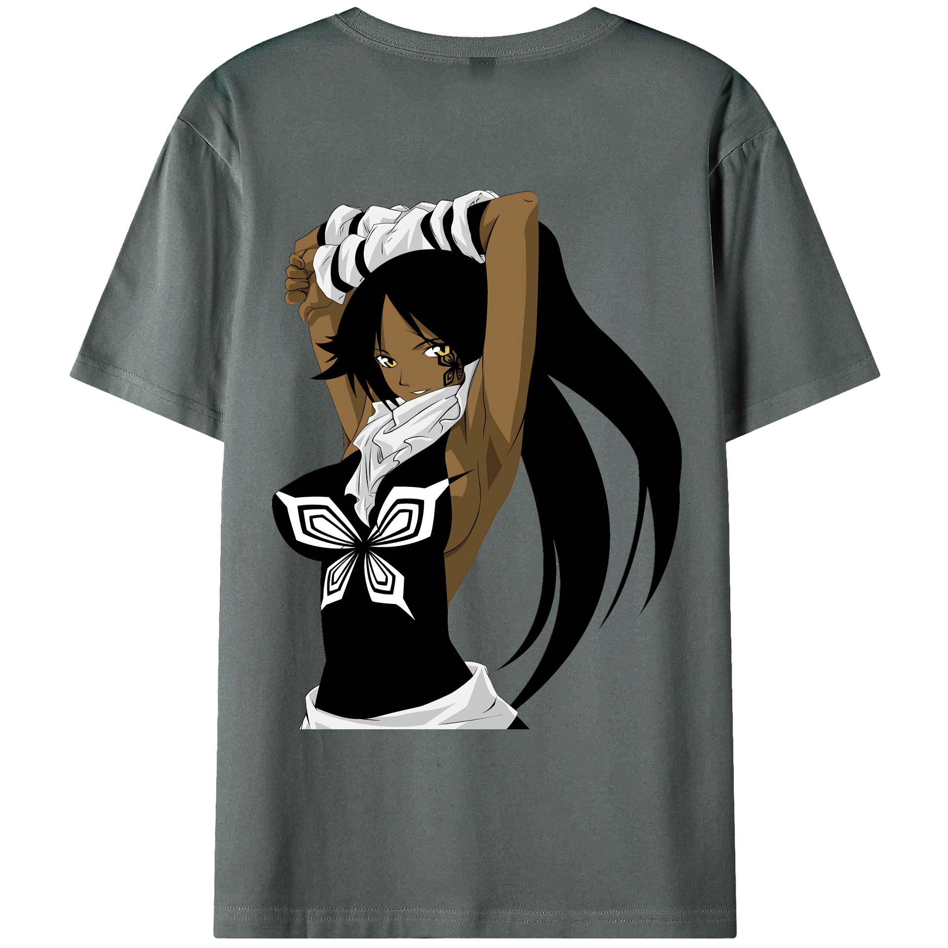 （画像用） ブリーチ 四楓院 夜一（しほういん よるいち） BLEACH Shihouin Yoruichi 綿100％ メンズ半袖Tシャツ（バックプリント） 通気性